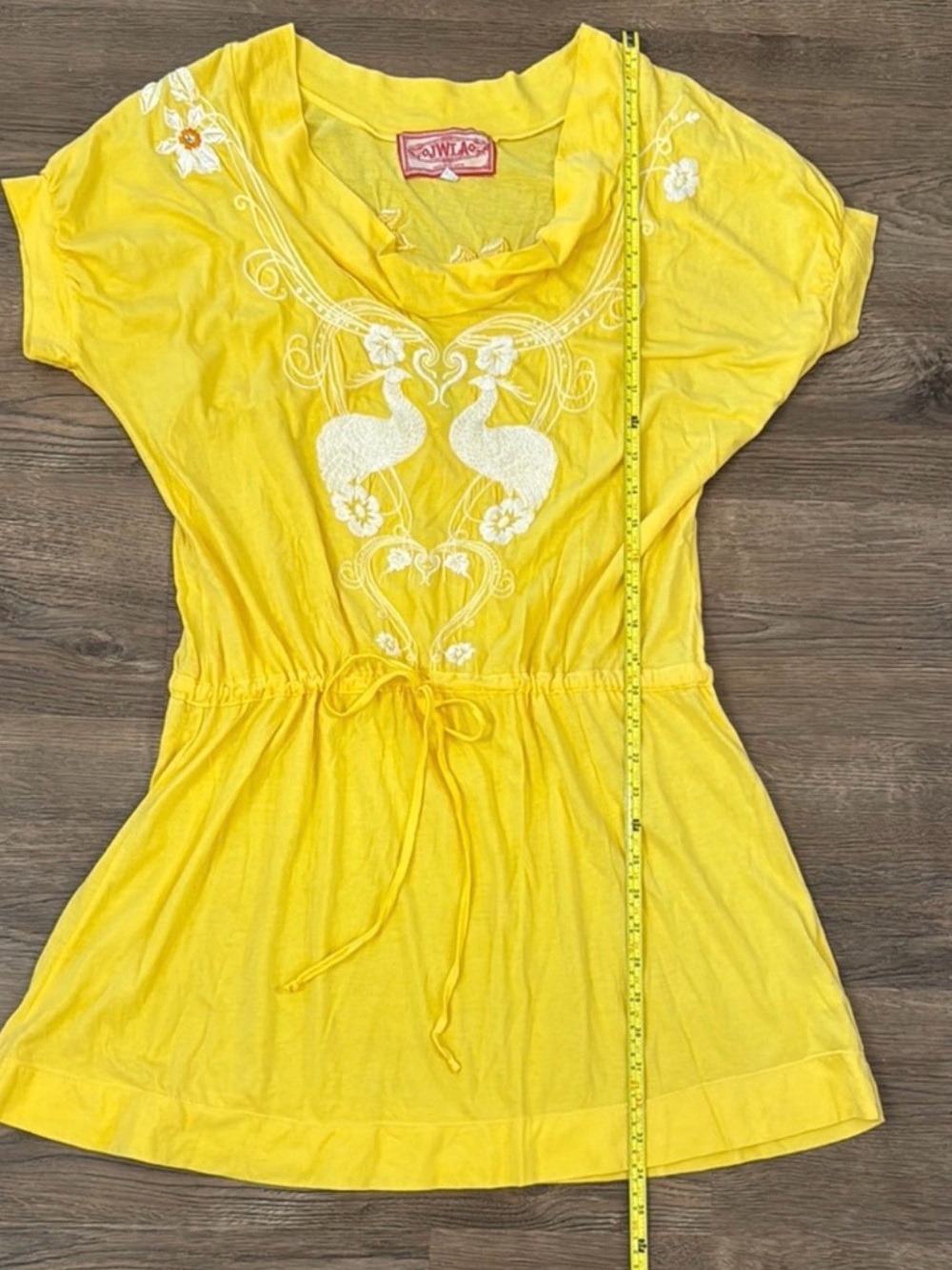 Johnny Was Yellow Embroidered Mini Dress Size Medium